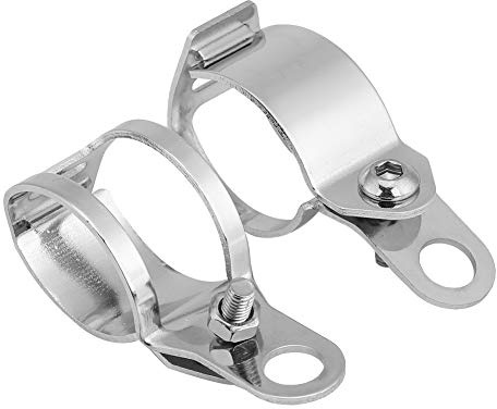 Jelquix Support de Montage de Clignotant de Moto en Tôle D'acier Délicate 2 Pièces Noir/argent adapté pour Scooter à Fourche Avant de 30 à 45 Mm, Installation Facile pour Scooter (SILVER)