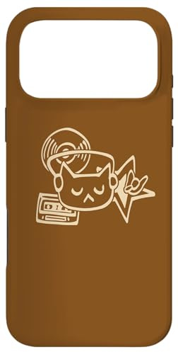 Y2K 80s 90s Retro DJ Cat Tomcat avec Casque Casque Coque pour iPhone 17 Pro Max