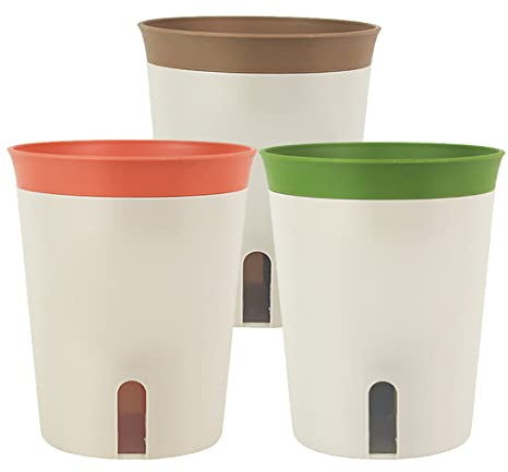 Hperu Jardinières à arrosage Automatique, 3 Pots de Plantes à arrosage Automatique d'intérieur pour orchidées et Violettes africaines, jardinière mèche pour Fleurs, Pots de Violettes africaines