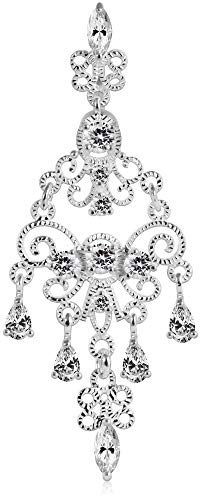 AZARIO London Clear CZ Stone Tribal Chandelier Reverse Bar Design Sterling Silver with G23 Titanium Banana Belly Bar Piercing