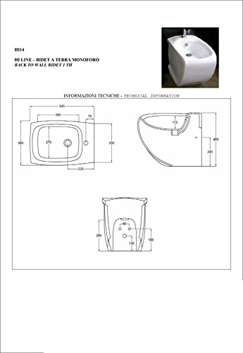 Sanitari Bagno da Terra moderni design Hi-Line in ceramica Bianca (Bidet)