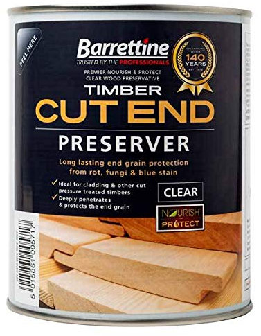 Barrettine Timber & Decking Green Cut End Wood Preserver (1L) - Long Lasting End Grain Protection from Rot, Fungi & Blue Stain, Deep Penetrating with a Water Repellent Finish