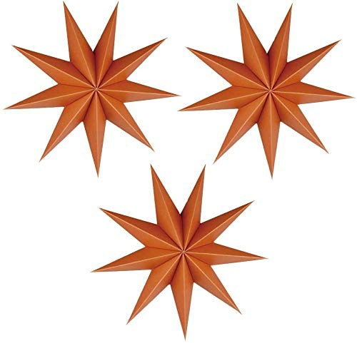 3 Stück 9 Sternpapier Papiersterne Weihnachten 30cm Rot Papiersterne Faltsterne Aufhängen Dekoration für Tischdeko Weihnachten Zimmer Hochzeit Geburtstag (Orange)