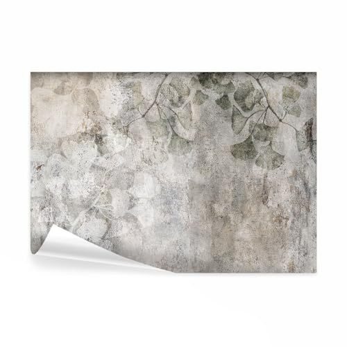 decomonkey Fototapete Pflanzen, 300x210 cm, Laub Steinoptik Blätter, Design | Schlafzimmer, Wohnzimmer, Tapete, Fototapeten, Tapeten, Wandtapete, moderne, Wand