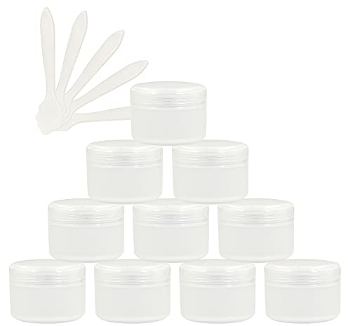 TIANZD 12 Pièces Vides Petit 10 ml Transparent Cosmétique Pot en Plastique avec Couvercle 10 g Pots de Cosmétique Crème de Bouteille Contenant pour des Produits Cosmétiques avec 5x Spatules