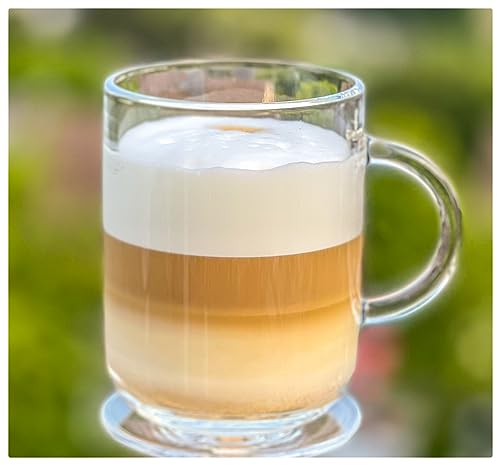 Topkapi 55753 Eda - Vasos de cristal con asa, ~ 330 ml, vasos para latte macchiato, taza de café, taza de té con asa, capuchino, chocolate caliente, 2 unidades