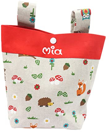 MEIN NAME Lenkertasche Waldtiere, Laufrad Fahrrad Kindertasche personalisiert, Kinderfahrradtasche, Laufstalltasche, Rollertasche, (Rot)