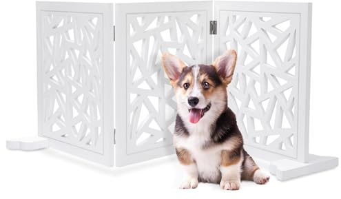 JAZUIHA Absperrgitter für Hunde, HxB: 48 x 120 cm Faltbares Hundegitter ohne Bohren für Kamin Ofen Tür Küche Treppe, Freistehendes Türgitter mit 2 Stützfüßen
