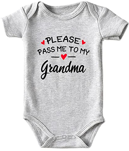 shlrzy Please Pass Me To My Grandma Baby Boy Clothes Unisex Funny Baby Girl Bodysuits gray 0-3Months