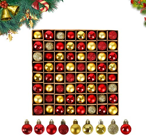 Weihnachtskugeln,Christbaumkugeln 64 Stück mini weihnachtskugeln 3cm,Splitterfreie hängende Weihnachtskugeln, weihnachtsbaumkugeln für Xmas Baumschmuck Christbaum schmuck Weihnachtsbaumschmuck Red