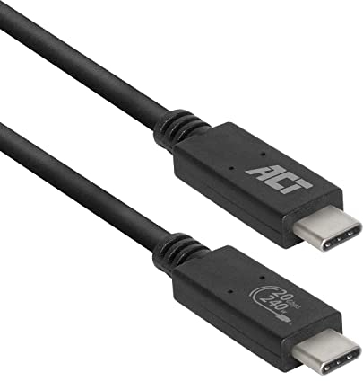 ACT Cavo USB 4 tipo C, cavo Thunderbolt 3, cavo 20 Gbps USB C, 5 K o doppio 4 K a 60 Hz video per monitor, ricarica EPR 240 W, 1 metro, certificato USB-IF - AC7431