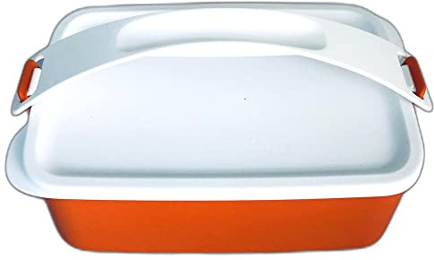 Tupperware Click to Go Stapel und klick 1,5 L mit Griff Lunchbox Picknickset Lunch Box orange weiß