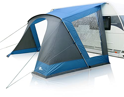 your GEAR Toldo para caravana Sharki – 2 tamaños con 330 o 400 cm de ancho, profundidad 250 cm – UPF 50+ toldo para caravana o autocaravana con barras de aluminio, 2 ventanas panorámicas, columna de