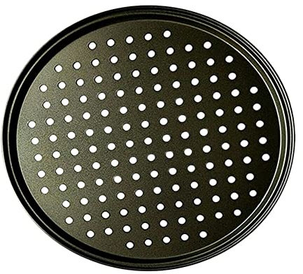 SkyjOy Piatti Pizza 1 pz teglia for Pizza teglia in Acciaio al Carbonio Antiaderente Perforata teglia for Pizza Forata Forma Rotonda Piatti per Pizza