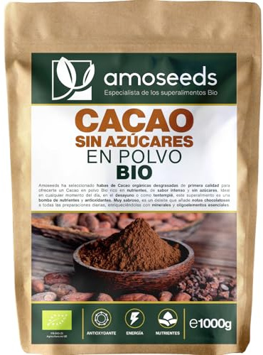 Cacao Sin Azúcares BIO 1kg | Cacao en polvo Desgrasado | Sabor intenso | Cacao con un 11% de materia grasa | Origen República Dominicana | Ideal para repostería