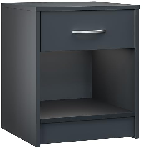 Casaria Nachttisch mit Schublade Holz Anthrazit | 50x40x35 cm, mit Ablage, für Boxspringbett, 50cm Komforthöhe, Schlafzimmer, Nachtschrank, Nachtkästchen, Nachtkommode