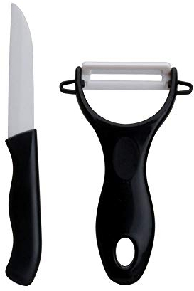NAWA Home & Work Set de 1 Cuchillo Cerámico de 7.5 cm y 1 Pelador con cuchilla de cerámica. Ideal para frutas y legumbres | Indispensable en la cocina moderna.