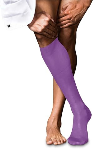 FALKE No. 9 M Kh algodón fil d'Écosse lisos 1 par, Calcetines largos Hombre, Morado Pink Iris 8943, 41-42