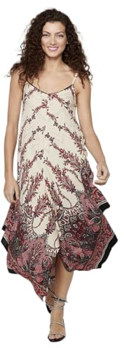 Koroshi Vestido de Tirantes con Acabado en Picos y Estampado Floral para Mujer | Moda Actual, de Color Crudo/Off-White, Talla S