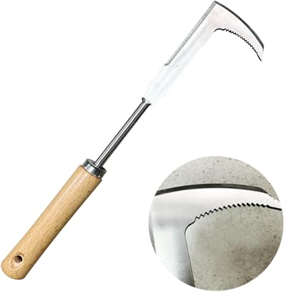 Nexoria Fugenkratzer, Unkrautstecher Edelstahl Fugenmesser mit Stiel Fugenreiniger Fugenkratzer zum Entfernen von Moos und Unkraut Manueller Unkraut Werkzeug für Garten (A)