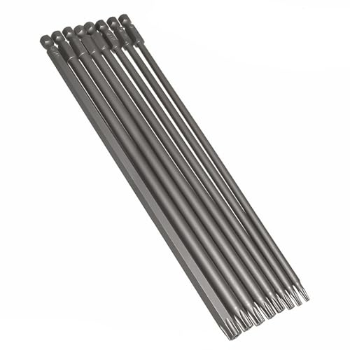 Hpamba 8 Stück 200mm / 7,9 Zoll Magnetische Sechskantschaft Elektrische Torx Bits Torx Schraubendreher Set Magnetische Lange Bits Torx T8-T40 1/4 Sechskantschaft Elektrischer Schraubbitsatz S2