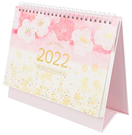 4 Sets 2022 Einfacher Taschen-Schreibtischkalender Flip Monatskalender Blumendekor 2022 Kalender Planer 2022 Tageskalender 2022 Tischkalender Schreibtischplaner 2022 Stand Up Paper Clamshell