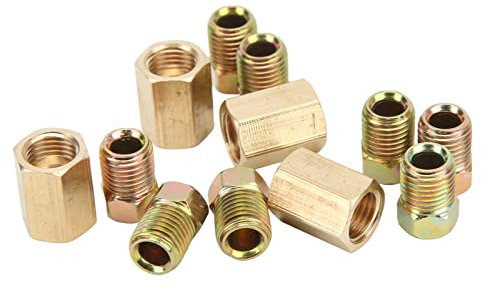 Bremsleitungs-Anschlusssatz, Bremsleitungsverschraubungen Messing Bremsleitungs-Anschlusssatz 3/8 Zoll-24 Gewinde Messing 12 Stück für 3/16 Zoll Rohr