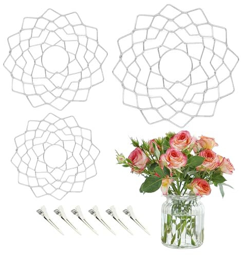 BMSQOFD 3 Size Flower Frog Grid Bouquet Stem Holder for Vase Artificial Flowers Arrangement,Flower Arranging Floral Frogs Kenzan Lid with Clips for Ikebana Floristry Supplies Accessories
