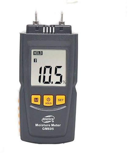 SagaSave Misuratore di umidità per legno, Gm605 Digital Lcd 2 pin, rilevatore di umidità tipo pin, igrometro per legno, rilevatore di umidità, rileva perdite di umidità e umidità in legno, pareti,