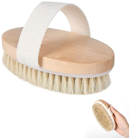 Trockenbürste, Massagebürste Körper 100% Natürliche Borsten, Peelingbürste, Entfernt Abgestorbene Haut, Lymphdrainage, Für Trockenbürsten, Gegen Cellulite, Umweltfreundliche Verpackung