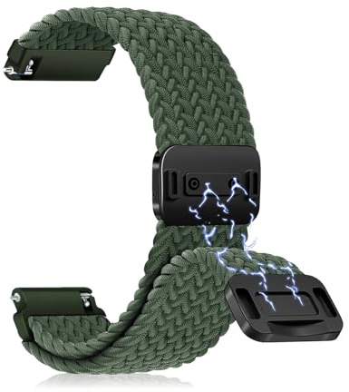 HNRYKJ Gewebtes Elastisches Armband 18mm 20mm 22mm Nylon Uhrenarmbänder, Neues Ersatzarmband mit Magnet Verstellbarer Anti Rutsch Schnalle Kompatibel mit Samsung/Garmin/Huawei Watch Ersatzarmband