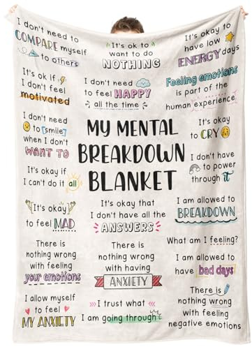 Craftique My Mental Breakdown Blanket - Coperta per la guarigione dell'ansia emotiva, regalo per la salute mentale per donne e uomini, terapia/consulenza da ufficio, decorazione, regalo terapeutico