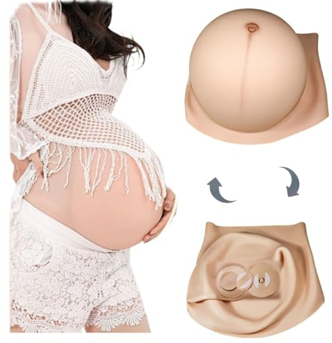 JYACANS DlY Ventre de femme enceinte gonflable en silicone, simulation réaliste de ventre artificiel faux ventre jumeaux pour le cosplay de Noël