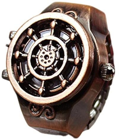 Klockring – vintage klockring, klockfingerring – smycken, handgjord retro klockring för kvinnor – klockring, perfekt för dejt, semester, firande, vardag – fingerklocka, Rudder Red Ancient, Siehe