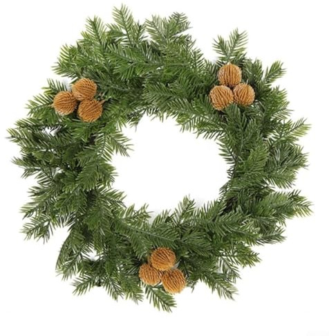 Eawfgtuw Künstliche Weihnachtskranz-Girlande für Haustür, Außendekoration, lebensechte PVC-Urlaubsdekoration für Zuhause, Wand, Fenster, Kamin (40 cm)