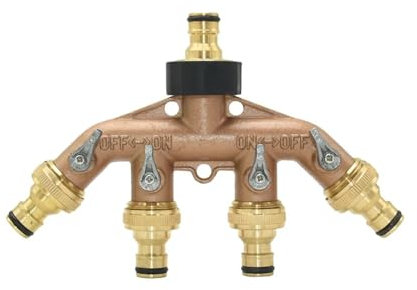 Robinet de jardin en laiton G3/4 pouces à 4 voies, séparateur de tuyau d'arrosage, vanne d'irrigation, connecteur rapide, dérivation à quatre sorties, 1 pièce(D)