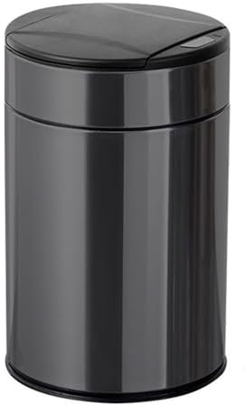 QUSYZD Poubelle Intelligente Automatique sans Contact de 2,6 gallons, Ronde en Acier Inoxydable avec Couvercle, Fermeture en Douceur, Doublure Amovible, 4 Couleurs, Noire,Black