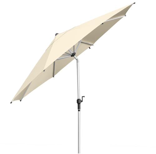 anndora Aluminium Sonnenschirm 300 cm mit Kurbelsystem und Kippfunktion - runder Sonnenschirm Knickschirm 3m Durchmesser für Balkon, Garten Terrasse