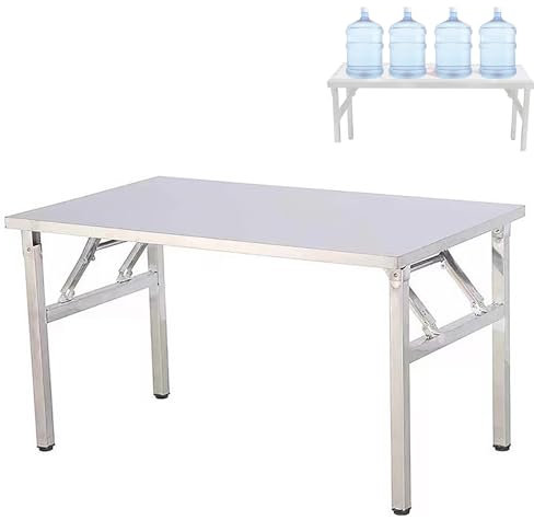 Robuster klappbarer Arbeitstisch aus Edelstahl für den Außenbereich, kommerzielle Vorbereitungsstation für Küche, Zuhause und Abstellräume, Metall-Werkbank (800 x 400 x 750 mm)