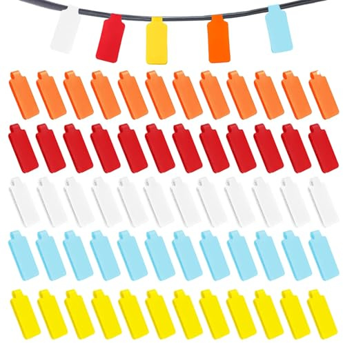 60 Stück Kabelbeschriftung Clip, Kabel Beschriftung Nylon Kabeletiketten 5 Farben Kabelmarkierung Wiederverwendbare Kabel-Etiketten für Kabelmanagement und Identifizierung Home Office