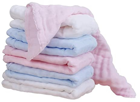 OFFIGAM 6piezas Toalla De De Algodón Puro Para Bebés Toallas Cuadradas De Lactancia Versátiles Como Toallita Facial Para Cuidado Infantil