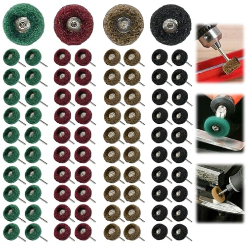 Huucozn 80 Stück 25 mm Schleifscheibenn Polierscheiben Set Schleifmittel 120/180/320/400 Körnung Polieraufsatz Akkuschrauber Schleifpolierräder 3mm Stiel Rotationswerkzeug für Schleifkopf zum Polieren