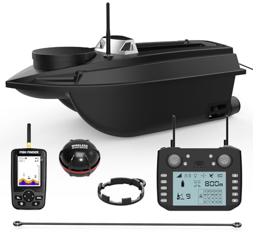 800m 20000mAh Futterboot mit GPS, 3,3 kg Tragkraft 9 Angelplätze 180 Positionierungspunkte RC Angelboot mit Doppelmotoren und EIN Knopf Hakenauslösung und Netzauswurf, V030