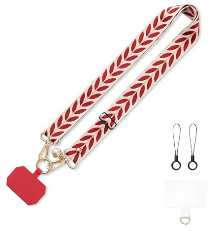 LERANXIN Chaîne de Téléphone Universelle Rose Lanière pour Téléphone à Suspendre Lanière Transversale Cordon pour Téléphone Réglable Cordon de Clés Réglable Lanières de Clés