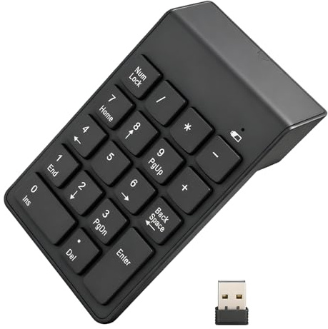 Ouitble Wireless Numeric Pad 18 Keys 2.4G Portable USB Numpad Silent Keypad Numeric Keyboard with 2.4G USB Receiver Compatible with Laptop Notebook Desktop PC