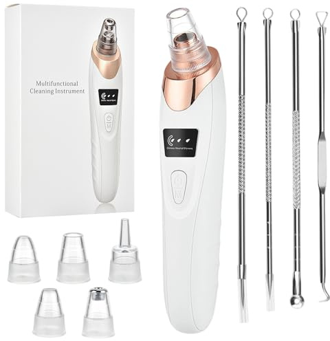 hautllaif Blackhead Remover Vacuum,Rechargeable Black Head Remover for Face with 5 Suction Heads,3 Power Modes for Deep Cleansing,Deep Cleansing Unclogging Pores Blackhead Remover Tool