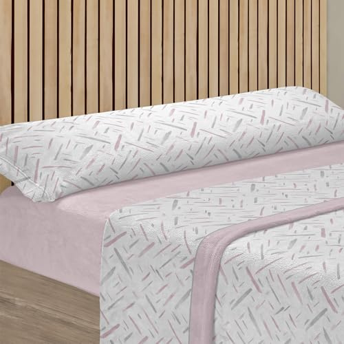 HOME MERCURY- Juego de Sábanas Térmicas Invierno, Rayas Rosa (Cama 135)