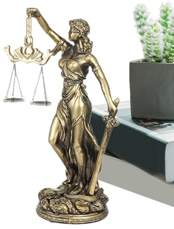 Generisch Justitia Schreibtischstatue | Harz Tischfigur,Waage Der Gerechtigkeit Skulptur | Für Sammler Home Office Schlafzimmer Wohnzimmer Studierzimmer Bücherregal Bar Fensterbank