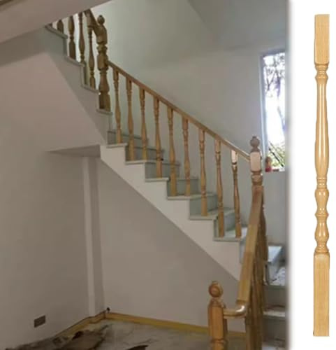 Balustres d'escalier en bois blanc – Broches de 95 cm de hauteur pour terrasse intérieure et balustrade de porche – Broches décoratives (finition naturelle)