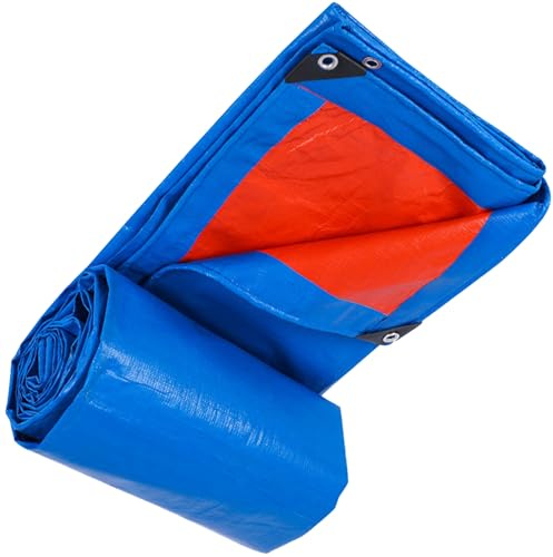 Telone Occhiellato Impermeabile 225 x 250 cm Telo Copritutto Multiuso 160 G M², Resistente UV Impermeabile Grandi Dimensioni Multiuso per Legno, Piscina, Auto, Blu